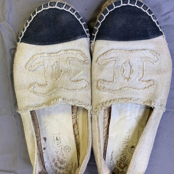 CHANEL ESPADRILLE CC RAW CANVAS WOVEN FLATS CC-0508N-0168 - Picture 2 of 4